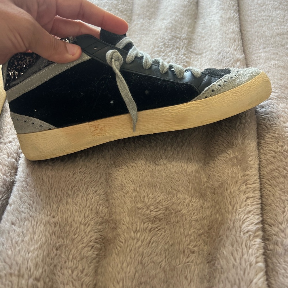 Golden Goose Black and Gray Mid Star Sneakers - Picture 7 of 8